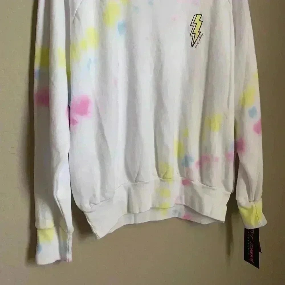 Betsey Johnson Angled Tie Dye Sweatshirt White‎ XS